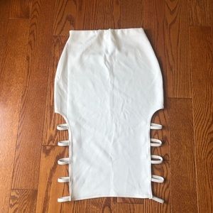 Boohoo Side Cut-out White Midi Skirt